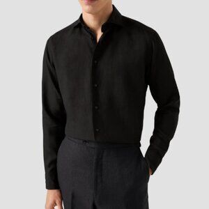 Eton Long Sleeve Button Up Linen Shirt Men's Sz 43/17 XL